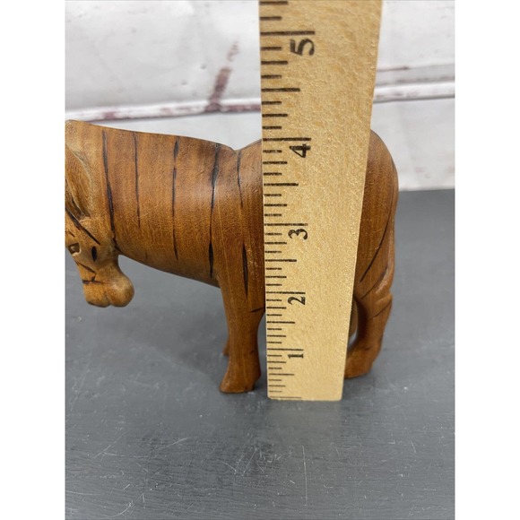 Wood Folk Art Hand Carved Zebra Figurine Sculpture Safari Decor 4.5" - Picture 7 of 8